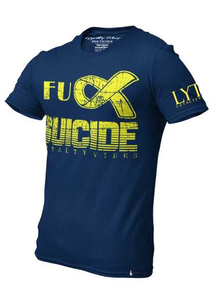 Loyalty Vibes Loyalty Vibes Classic Fk Suicide T-Shirt Navy Blue Yellow
