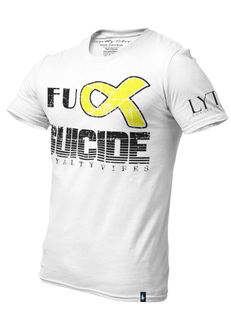 Loyalty Vibes Loyalty Vibes Classic Fk Suicide T-Shirt White Yellow