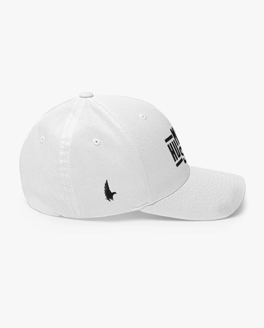 Classic Humble Hustle Fitted Hat White Right Fitted Loyalty Vibes