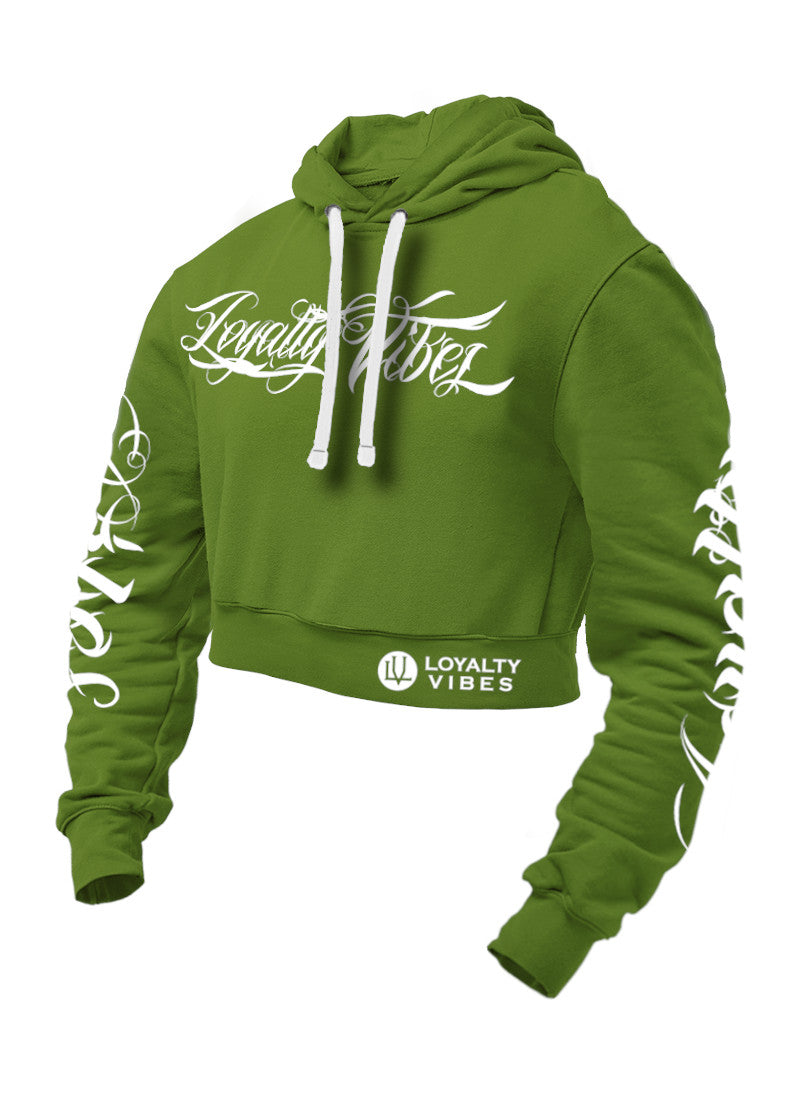 Loyalty Vibes Collective Crop Hoodie Camo Green Loyalty Vibes