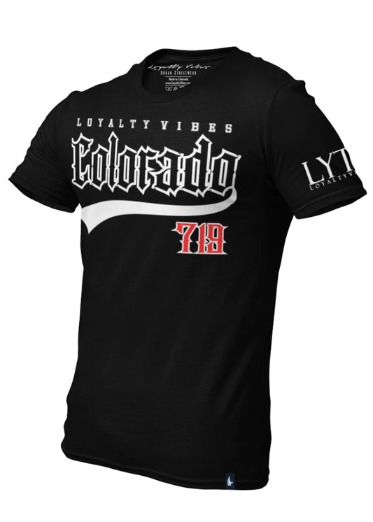 Loyalty Vibes Colorado 719 Streetwear T-Shirt Black Red Loyalty Vibes