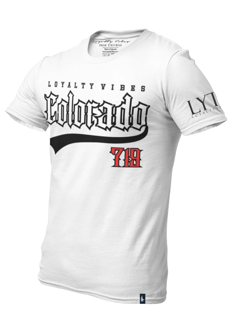 Loyalty Vibes Colorado 719 Streetwear T-Shirt White Red Loyalty Vibes