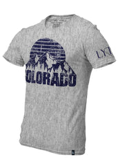 Colorado Peaks T-Shirt Heather Grey Navy Blue - Loyalty Vibes