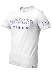 Loyalty Vibes Core Logo T-Shirt White Navy Blue - Loyalty Vibes