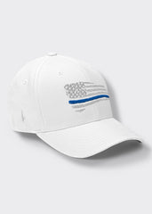 Distressed Blue Line American Flag Fitted Hat Whiteout - Loyalty Vibes
