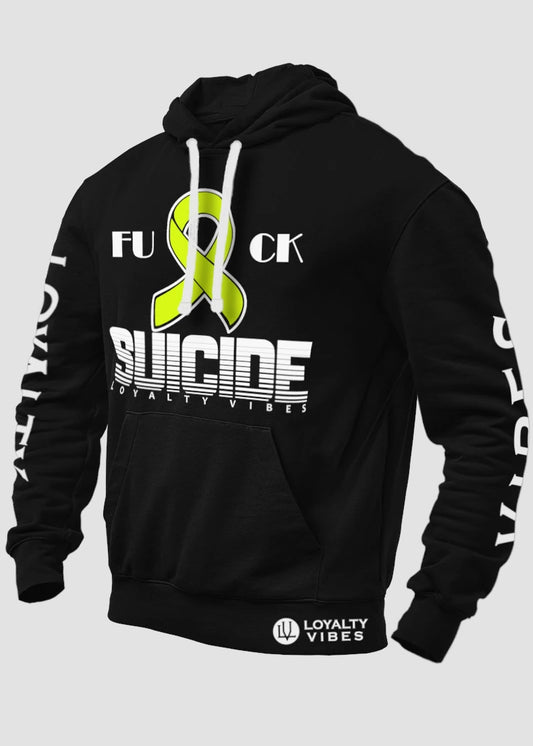 Fk Suicide Hoodie Black White Yellow - Loyalty Vibes