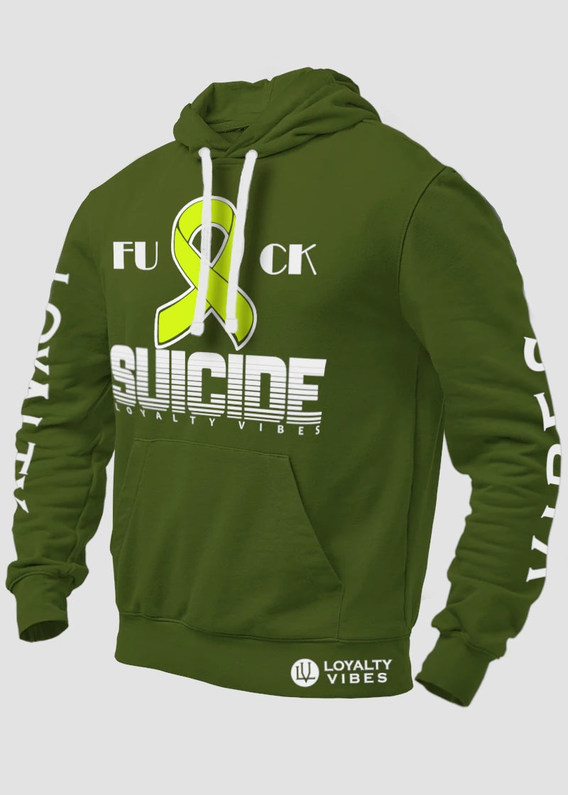 Loyalty Vibes Loyalty Vibes Fk Suicide Hoodie Military Green White Yellow