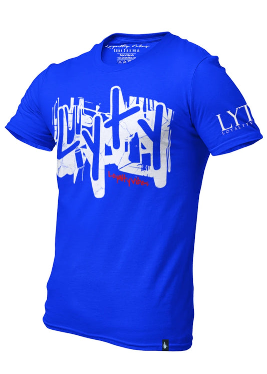 Loyalty Vibes Graffiti Graphic T-Shirt Blue Loyalty Vibes