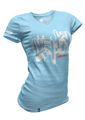 Graffiti V-Neck Tee Baby Blue - Loyalty Vibes