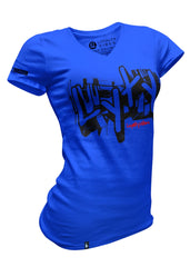 Graffiti V-Neck Tee Blue Black - Loyalty Vibes