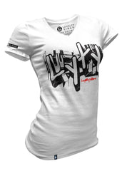 Graffiti V-Neck Tee White - Loyalty Vibes