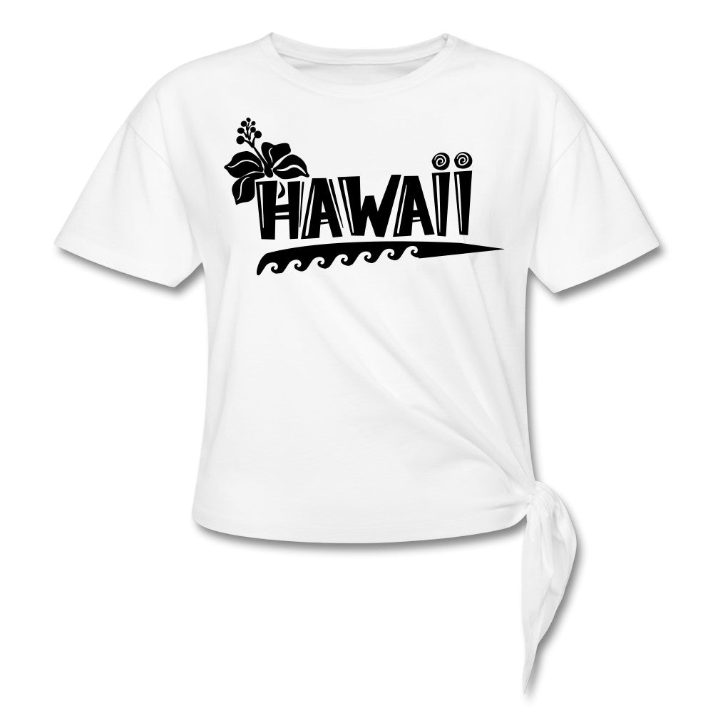 Hawaii Knotted Crop Top White - Loyalty Vibes