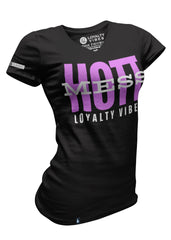 Women's Hott Mess V-Neck Tee Black Purple - Loyalty Vibes