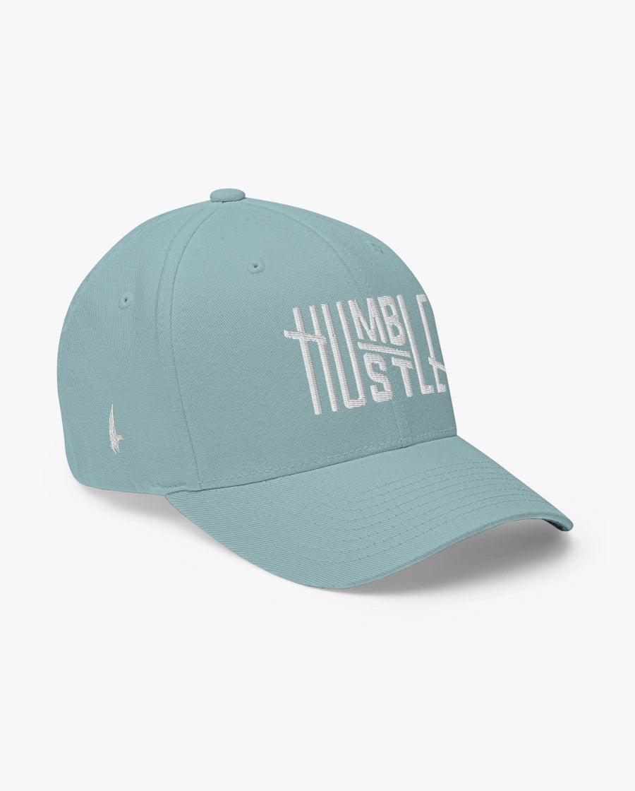 Humble Hustle Fitted Hat Baby Blue Loyalty Vibes