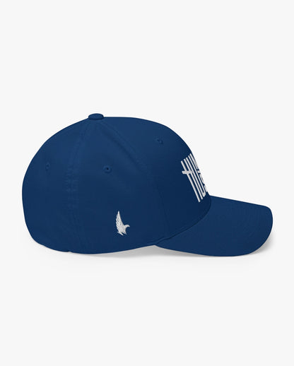 Humble Hustle Fitted Hat Blue Right Loyalty Vibes