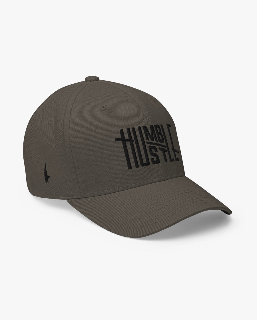 Humble Hustle Fitted Hat Charcoal Grey/Black Loyalty Vibes