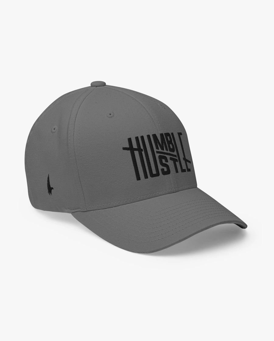 Humble Hustle Fitted Hat Grey/Black Loyalty Vibes