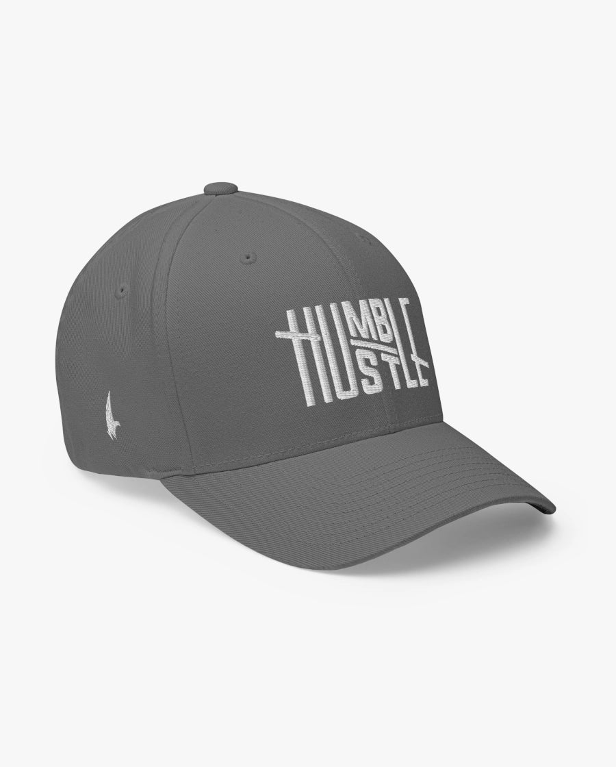 Humble Hustle Fitted Hat Grey Loyalty Vibes