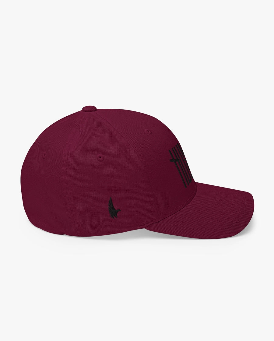 Humble Hustle Fitted Hat Maroon/Black Right Loyalty Vibes