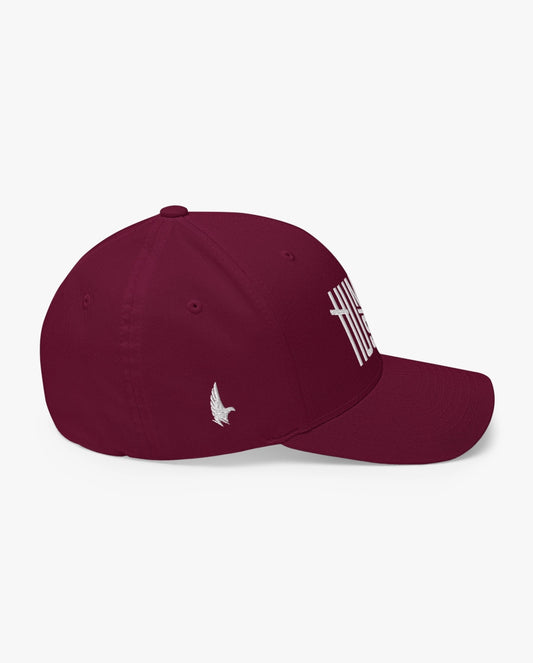 Humble Hustle Fitted Hat Maroon Right Loyalty Vibes