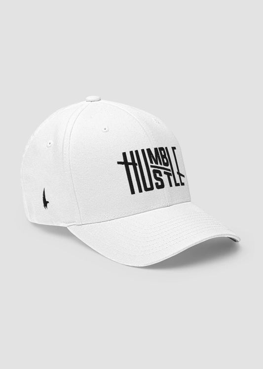 Humble Hustle Fitted Hat White - Loyalty Vibes