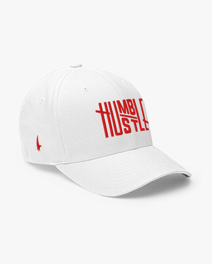 Humble Hustle Fitted Hat White/Red Loyalty Vibes