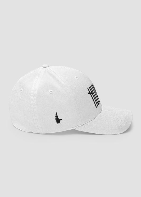 Humble Hustle Fitted Hat White - Right - Loyalty Vibes