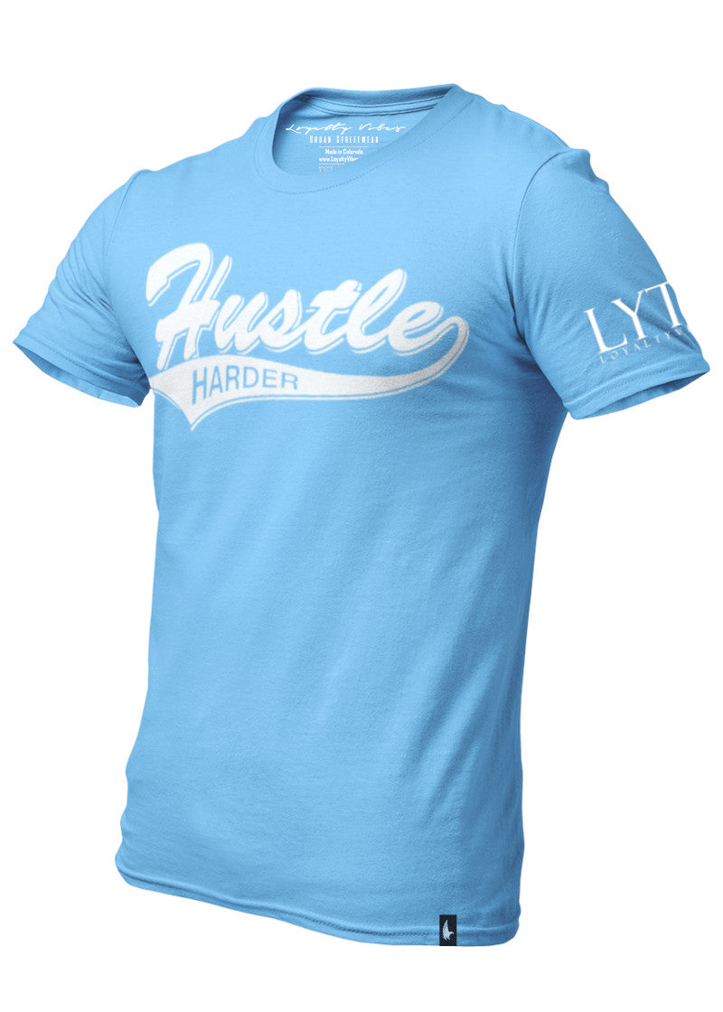 Hustle Harder Graphic T-Shirt Baby Blue - Loyalty Vibes