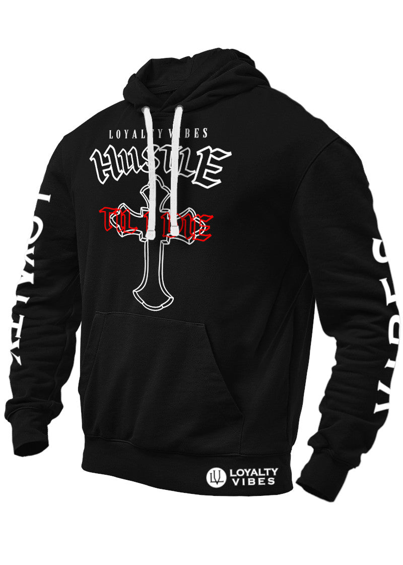 Hustle Til I Die Graphic Hoodie Black Men's - Loyalty Vibes