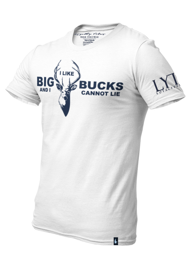 I Like Big Bucks T-Shirt White / Navy Blue Men's - Loyalty Vibes