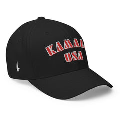 Kamala USA Fitted Hat Black White Red - Loyalty Vibes