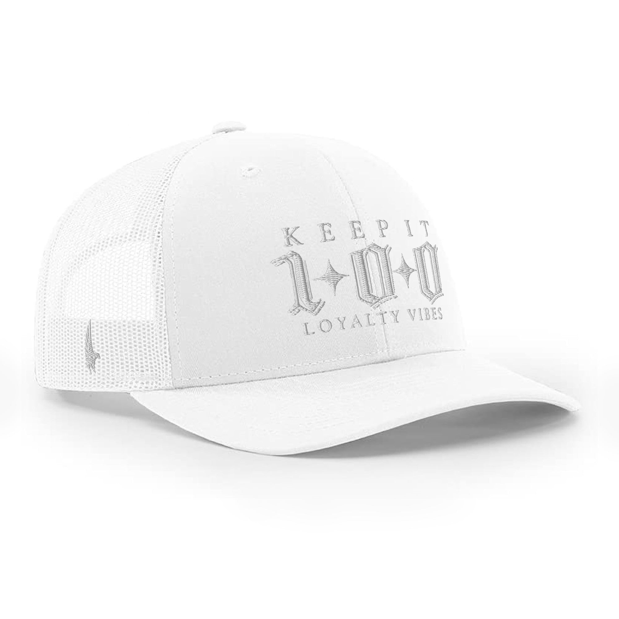 Keep It 100 Trucker Hat White Out OS - Loyalty Vibes