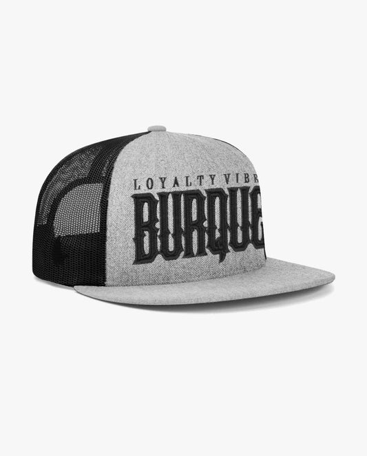 Burque Flat Brim Trucker Hat Black / Heather Grey