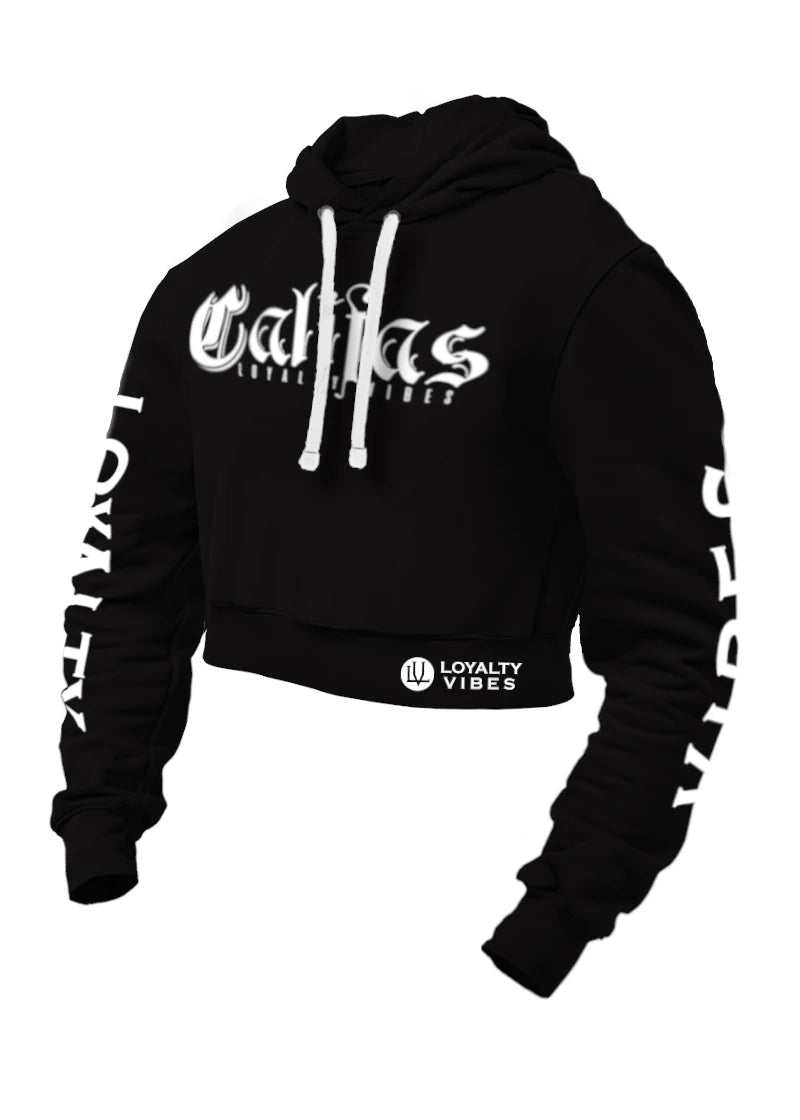 Loyalty Vibes Califas Crop Top Hoodie Black