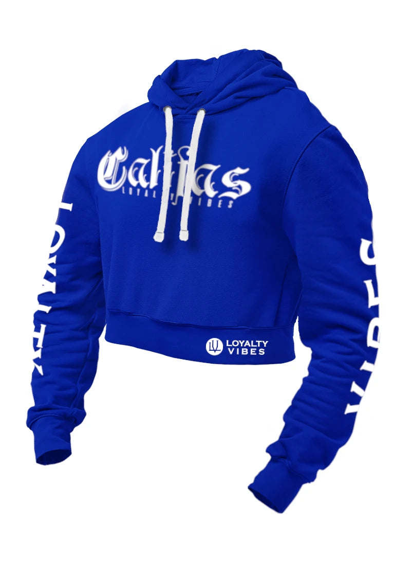Loyalty Vibes Califas Crop Top Hoodie Blue