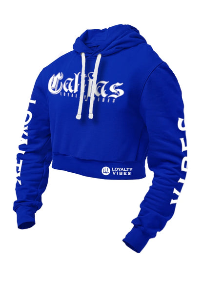 Loyalty Vibes Califas Crop Top Hoodie Blue