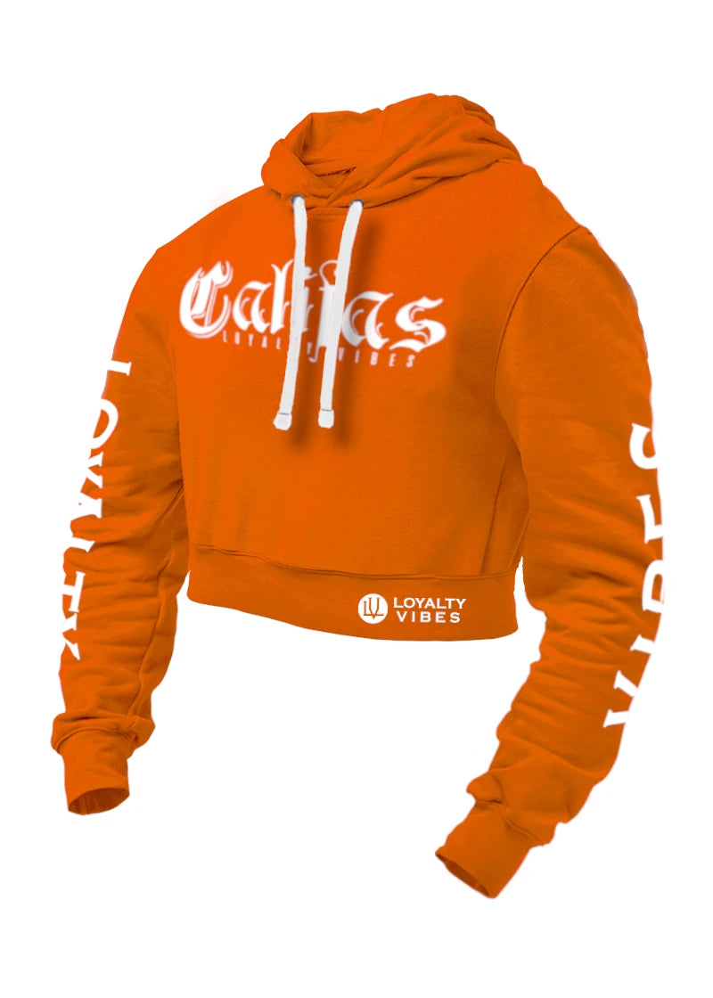 Loyalty Vibes Califas Crop Top Hoodie Citrus Orange