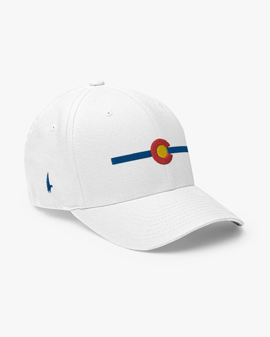 Loyalty Vibes Classic Colorado Fitted Hat White Blue
