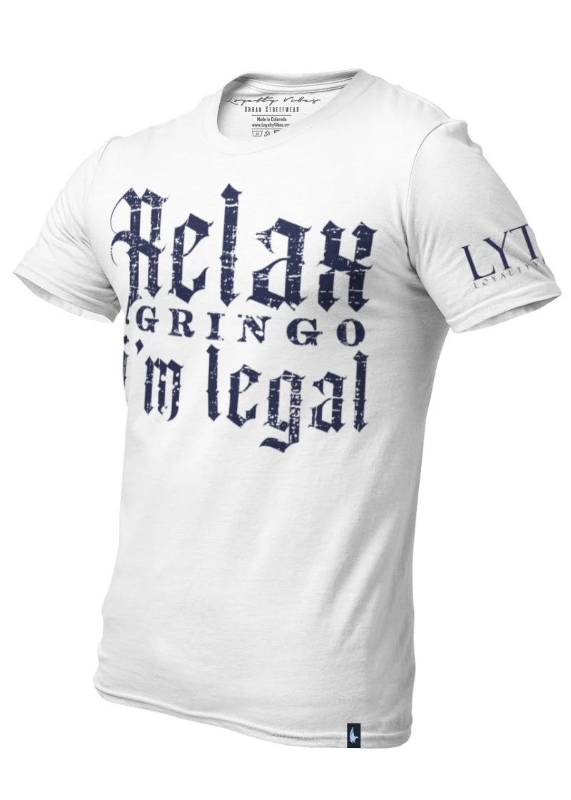 Loyalty Vibes Loyalty Vibes Classic Relax Gringo I'm Legal T-Shirt White Navy Blue