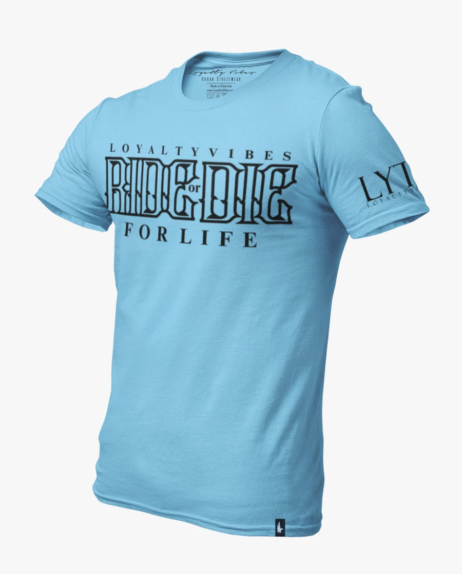Loyalty Vibes Classic Ride Or Die Tee Baby Blue Black