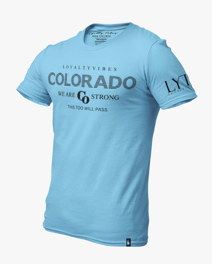 Loyalty Vibes Classic We Are Colorado Strong Tee Baby Blue / Black