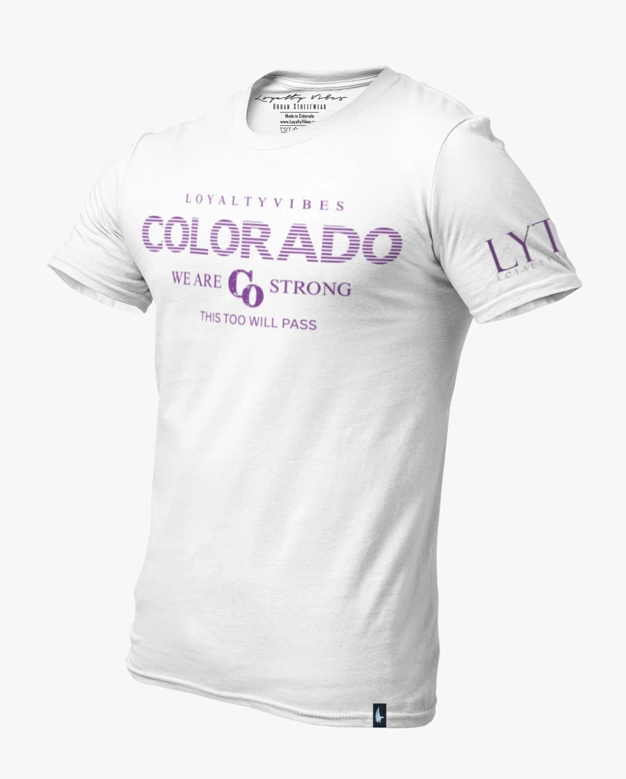 Loyalty Vibes Classic We Are Colorado Strong Tee White / Purple