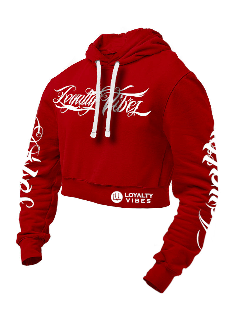 Loyalty Vibes Collective Crop Top Hoodie Red