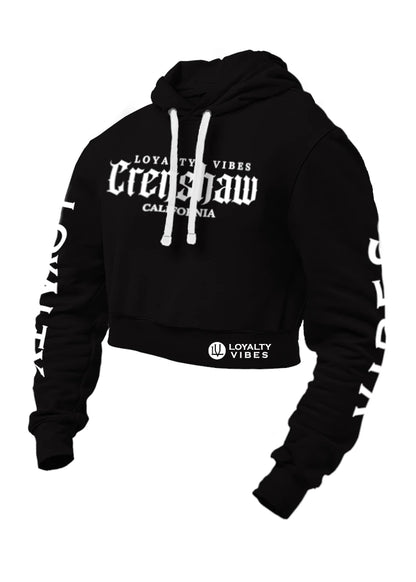 Loyalty Vibes Crenshaw Crop Top Hoodie Black