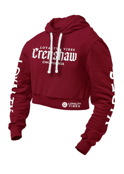 Loyalty Vibes Crenshaw Crop Top Hoodie Maroon