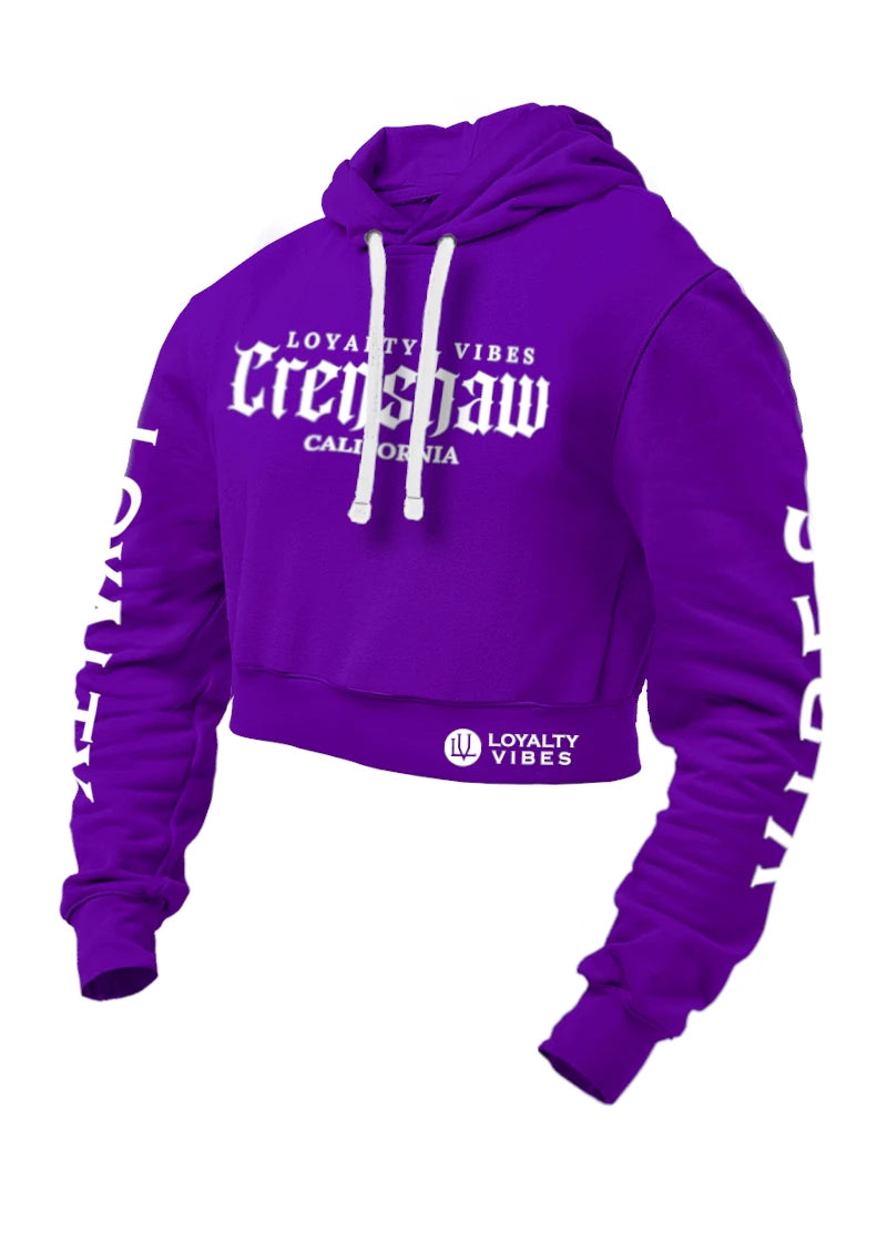 Loyalty Vibes Crenshaw Crop Top Hoodie Purple