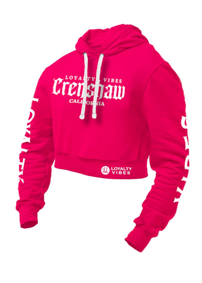 Loyalty Vibes Crenshaw Crop Top Hoodie Tiger Pink