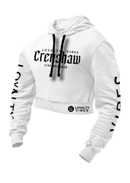 Loyalty Vibes Crenshaw Crop Top Hoodie White