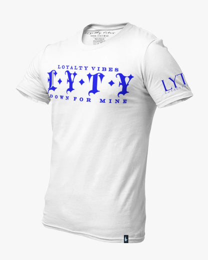 Loyalty Vibes Down For Mine Tee White Blue