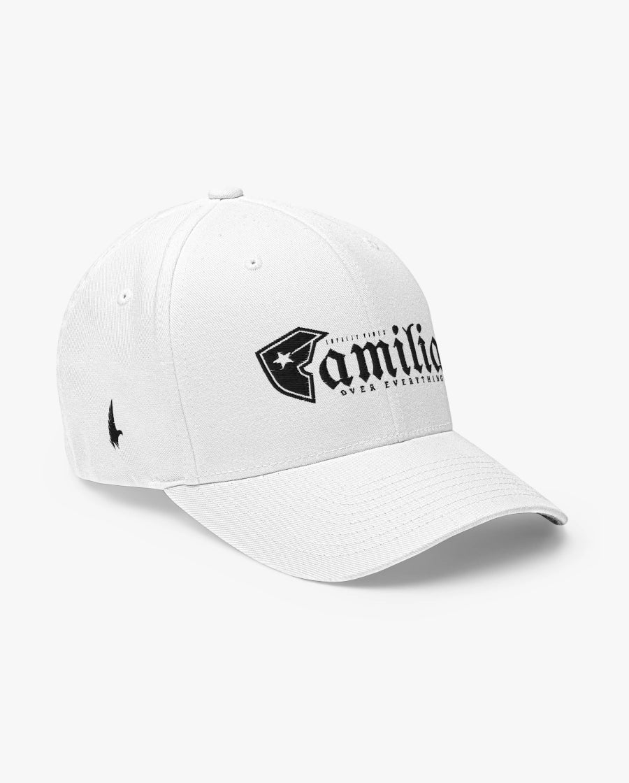 Loyalty Vibes Familia Over Everything Fitted Hat White